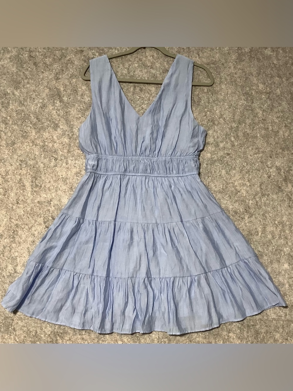 Lily Rose Junior Light Blue V-Neck Tiered Mini Dress